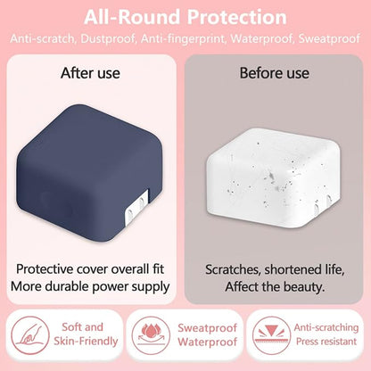 Soft Silicone Charger Case Compatible with Apple 40W Dynamic Power Adapter (60W Max) for iPhone Series & MacBook Air 13.6/15 M5 A3448 A3449, Shockproof Anti‑Scratch Protective Cover, Navy Blue