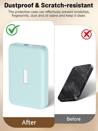 Silicone Protective Case Compatible with Anker MagGo Power Bank 10,000mAh 15W, Full-Body Protective Cover with Precise Cutouts, Shockproof & Scratch-Resistant Sleeve (Blue)
