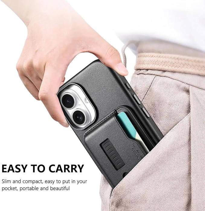 Wallet Case for iPhone 17 Pro Max/17 Pro/Air/17,Heavy Duty Protection Magnetic Detachable Card Holder 2 in 1 Protection Shockproof Phone Cover (17 Pro Max,Brown)