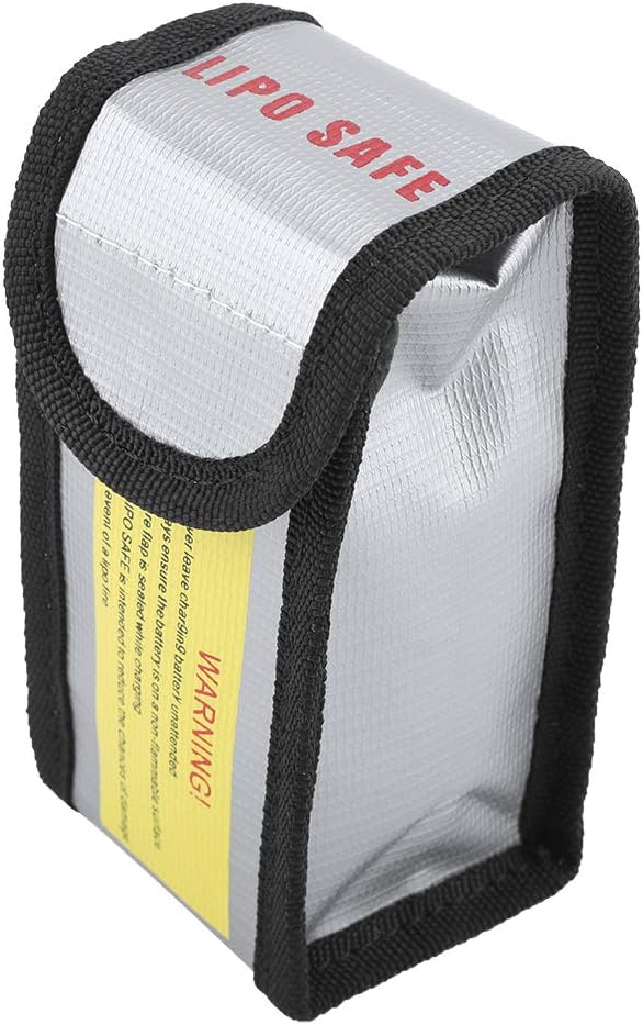 Fireproof High Temperature Battery Protective Bag Explosionproof for Charging Traveling Storage Fiberglass Black 6.5*5*12.5cm