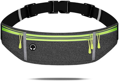 Waist pack sport running Belt Pack with adjustable Strap for running hiking travel outdoors sport (Grey, 4 Pockets)