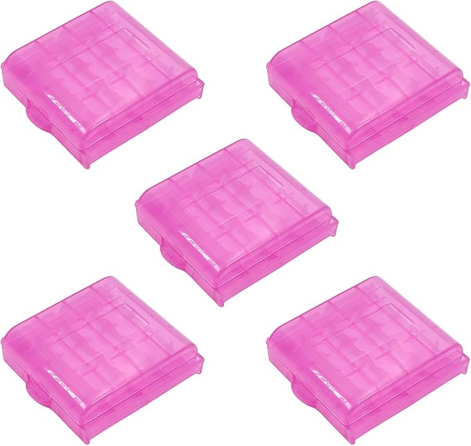 Heyiarbeit AA/AAA Battery Organizer Box PP Battery Storage Case Battery Holder Storage for Carrying Battery Rose Red 5Pcs