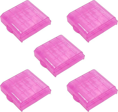 Heyiarbeit AA/AAA Battery Organizer Box PP Battery Storage Case Battery Holder Storage for Carrying Battery Rose Red 5Pcs