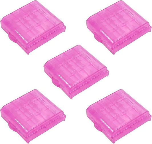 Heyiarbeit AA/AAA Battery Organizer Box PP Battery Storage Case Battery Holder Storage for Carrying Battery Rose Red 5Pcs