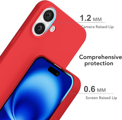 for iPhone 16 Case Silicone Compatible with Magsafe Case, Ultra Slim Thin Magnetic Phone Cases Mag Safe, Cute Soft Rubber Gel TPU Matte Plain Wireless Charging Cover for Women, Red