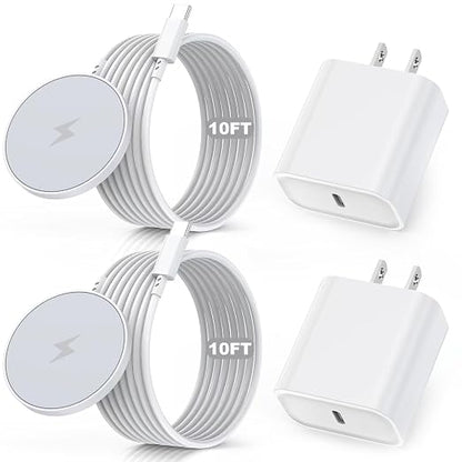 10FT Magnetic Wireless Charger, 2Pack 15W Fast Apple Mag-safe Charger Wireless iPhone Charging Pad with Charging Plug for iPhone 16 Pro Max/16 Pro/16 Plus/16/iPhone 15 Pro Max/14/13/12,AirPods 3/2/Pro