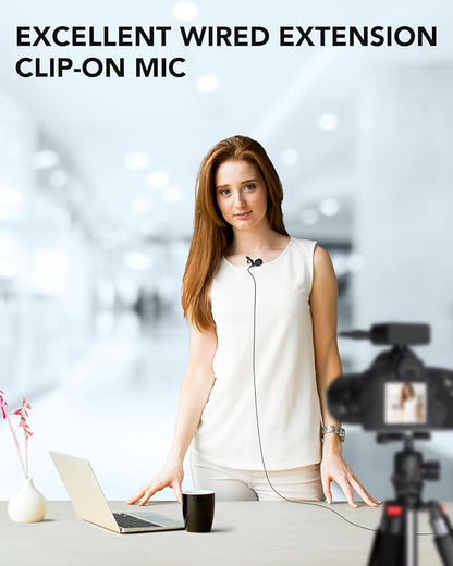 PoP Voice 2Pcs Professional Lavalier Lapel Microphone 3.5mm Compatible With DJI Mic/Rode Wireless GO Transmitters for Smartphone Camera, Mini Mic for YouTube, Interview, Video, Broadcasters