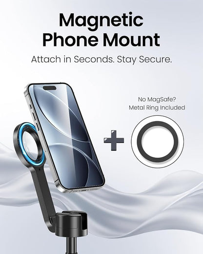 UBeesize 70" Auto-Open Magnetic Tripod for iPhone, MagSafe Selfie Stick with Remote, Portable Phone Stand for Recording, Travel and Vlogging, Compatible with iPhone/Android (Black)