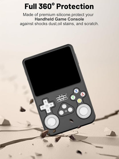 Silicone Protective Case for Anbernic R36S Game Console, Full-Body Protective Cover with Precise Cutout, Shockproof Dustproof Protector Sleeve & Scratch-Resistant Sleeve (Black)