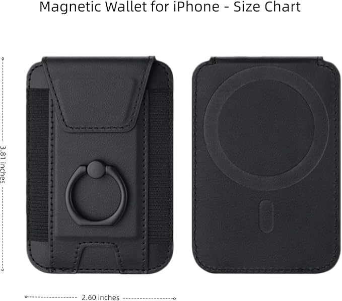 for Magsafe Wallet, Slim Magnetic Card Wallet with Grip, 7 Cards Holder RFID Blocking, Ring Stand Stick on Wallet with Privacy Flap(Black)