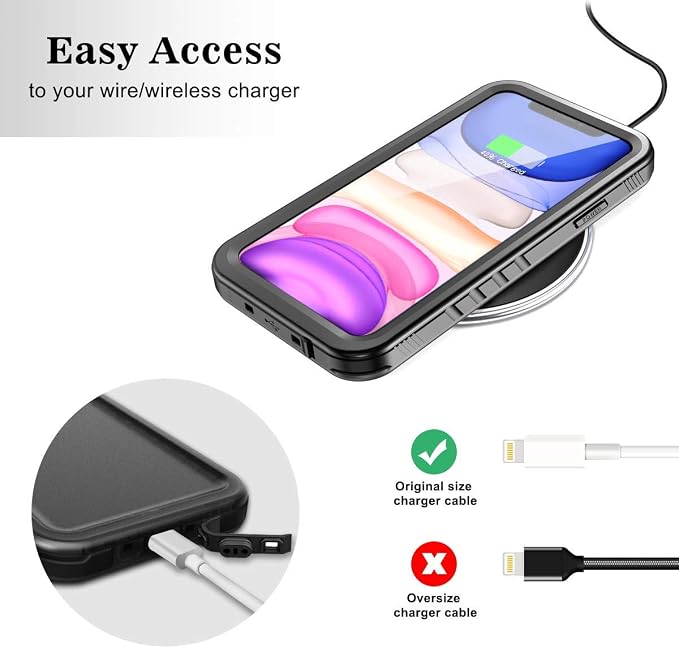 SPORTLINK Waterproof Case for iPhone 11, Full Body Heavy Duty Protection Full Sealed Cover Shockproof Dustproof Built-in Clear Screen Protector Rugged Case for iPhone 11 6.1 Inch Black