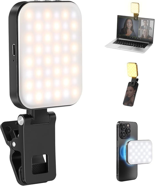 NEEWER BASICS Magnetic Selfie Light Compatible with MagSafe iPhone 16 15 Pro Max, Clip on Video Conference Lighting Fill Light for Computer Laptop Zoom Calls Live Streaming Outdoor Recording, BL48B