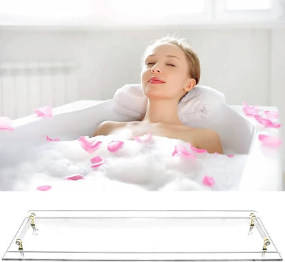 Acrylic Bathtub Tray Caddy, Bath Tub Rack Shelf, Luxury Bathroom Organizer Tablet Holder,Reading Rack,Tablet Holder,Cellphone Tray and Wine Glass Holder