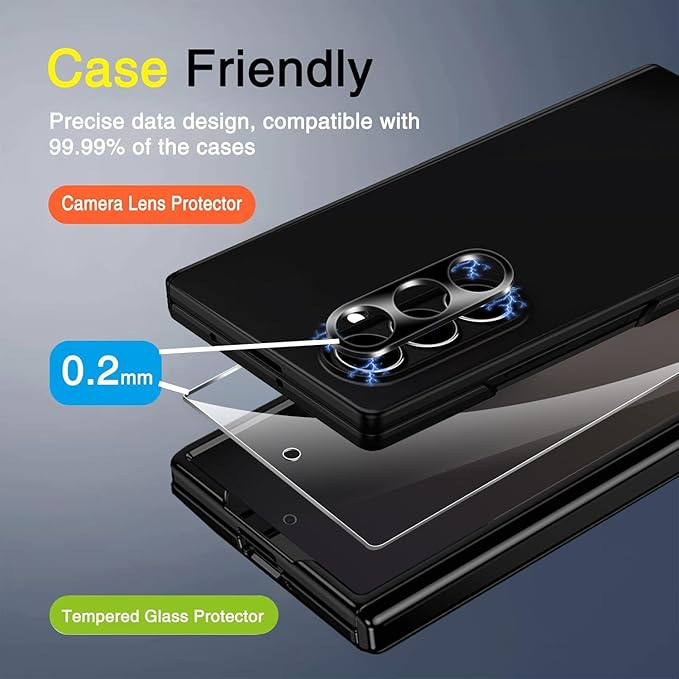 Milomdoi 9 in 1 Screen Protector for Samsung Galaxy Z Fold 7, 3 Inside Flexible Film + 3 Front Tempered Glass + 3 Camera Lens Protector Accessories with Installation Frame, No Bubbles