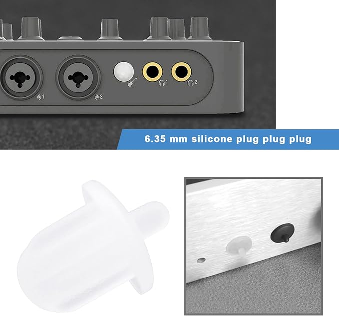 The Lord of the Tools 20Pcs 6.35mm Silicone Anti Dust Plugs Socket Dust Cover Anti Dust Jack Plug Stopper Cap Accessories for Amplifier DVD Karaoke White