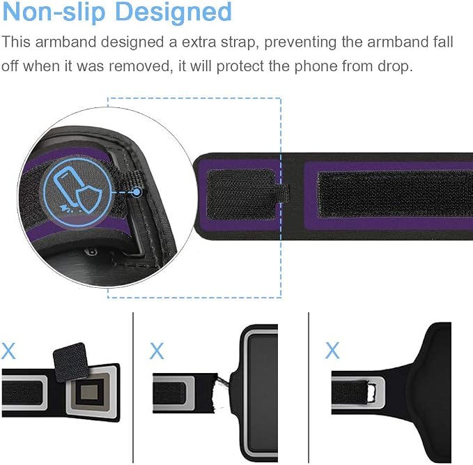 Galaxy S10 S9 S8 Armband, JEMACHE Gym Running Exercises Workouts Phone Arm Band for Samsung Galaxy S10/S9/S8/S7 Edge (Purple)