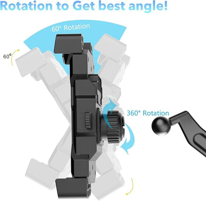 Motorcycle Phone Mount, Quick Release Motorbike Phone Holder Anti Shake Moped Scooter Rearview Mirror Holder Mount Universal for 4.0-6.8 Inch Smartphone - 360° Rotation Adjustable – Blue
