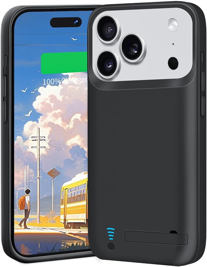 Battery Case for iPhone 17 Pro Max, 6000mAh Rechargeable Extended Battery Charging/Charger Case, Add 100% Extra Juice (6.9 Inches) Black