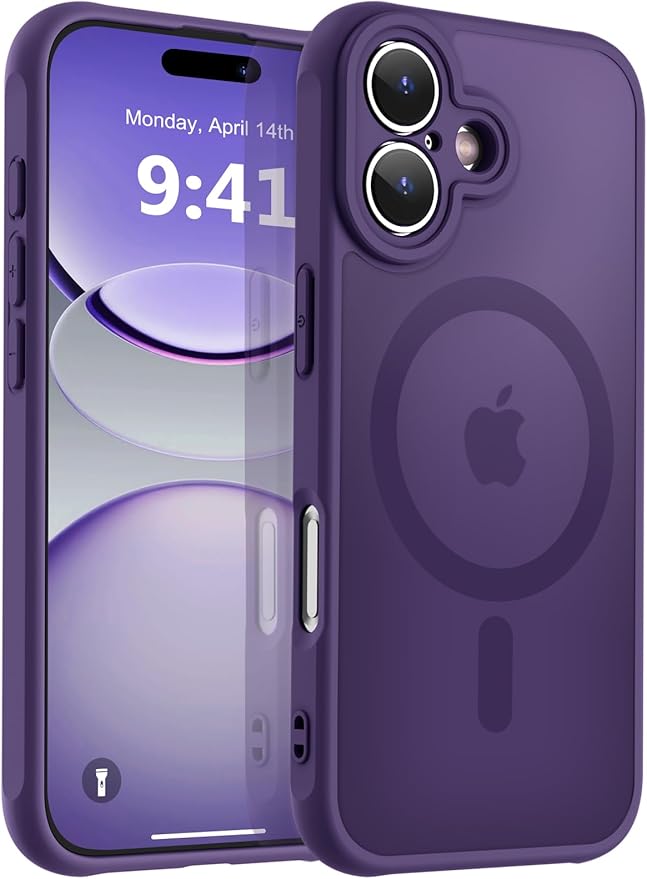 MOCCA Magnetic for iPhone 17 Case, (Compatible with Magsafe) (16FT Military Grade Protection) Full Camera Protection Anti-Fingerprint Slim Translucent Matte Phone Cover 6.3",Deep Purple