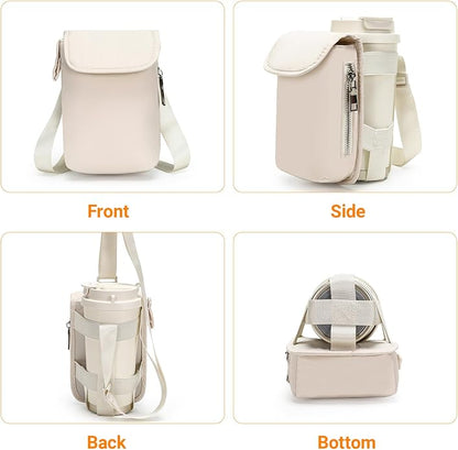 Herald Mini Phone Crossbody Bag with Water Bottle Holder, Water Bottle Carrier Bag with Strap for GYM, Hiking, Cycling
