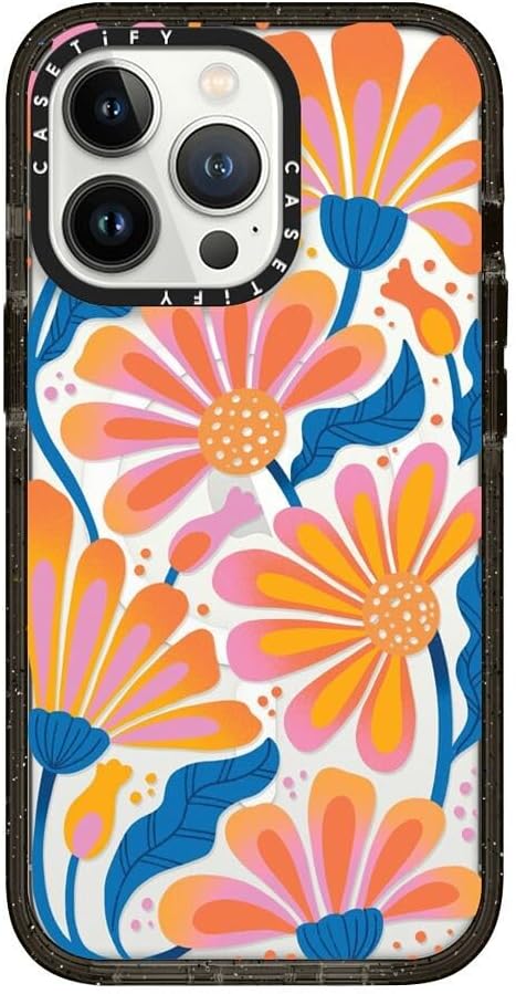 CASETiFY Impact Case for iPhone 13 Pro Compatible with Magsafe - Lazy Daisy - Clear Black