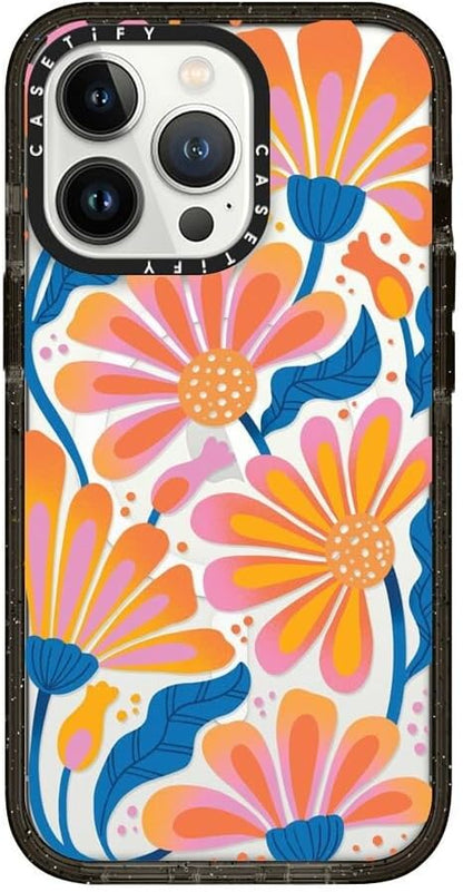 CASETiFY Impact Case for iPhone 13 Pro Compatible with Magsafe - Lazy Daisy - Clear Black