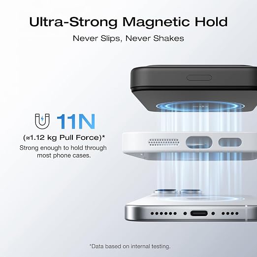 EF ECOFLOW Rapid Mag Power Bank, Qi2 Certified 15W Ultra-Fast MagSafe-Compatible Portable Charger, 10,000mAh Magnetic Power Charger with Foldable Stand, for iPhone 17/16/15.