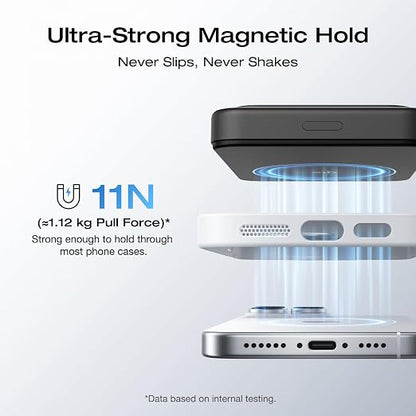EF ECOFLOW Rapid Mag Power Bank, Qi2 Certified 15W Ultra-Fast MagSafe-Compatible Portable Charger, 10,000mAh Magnetic Power Charger with Foldable Stand, for iPhone 17/16/15.