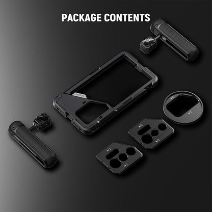 NEEWER PA082 S25 Ultra Phone Cage Holder for Recording Filming with 2X Handle, 67mm Filter Adapter, 17mm Lens Backplate, T Mount Adapter, Video Rig Stabilizer Compatible with Samsung Galaxy S25 Ultra