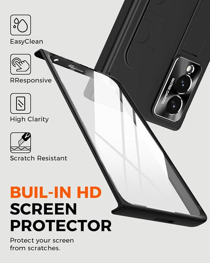 NINKI Wrist Strap for Samsung Galaxy Z Fold 8 Case with Kickstand & Screen Protection, Shock-Absorption Hinge Protector for Galaxy Z Fold 8 Phone Case with Handle for Samsung Z Fold 8 Cover Mens Black