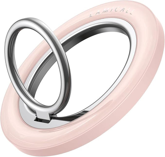 Lamicall for MagSafe Magnetic Phone Ring, 360° Rotating Ring with [Smooth Damping], Crystal Pink Finger Grip Christmas for Girls, Women, Strong Mag Safe Accessories for iPhone 17 Pro Max, All Phones