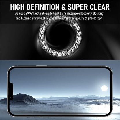 Suoman 3-Pack for iPhone 12 Pro Max Camera Lens Protector, 9H Tempered Glass, [Does not Affect Night Shots] Metal Frosted Independent Protective Cover - Diamonds-Black