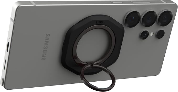 URBAN ARMOR GEAR UAG Mag Ring Stand LT - Ultra Strong Magnet MagSafe Compatible Metal Phone Ring Grip 360 Rotation Multi-Viewing Kickstand, Black