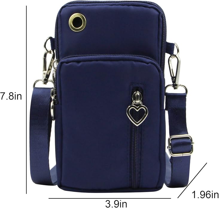 JUMISEE 3-Layers Crossbody Bag Cellphone Pouch Armband Wallet Nylon Smartphone Purse