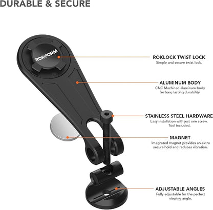 Rokform - Bike Mount, Adjustable Bicycle Phone Holder Fits Any Road or Mountain Bike with 1-1/8" Threadless Steer Tube, Compatible with Rokform Twist Lock Cases and Accessories (Black)