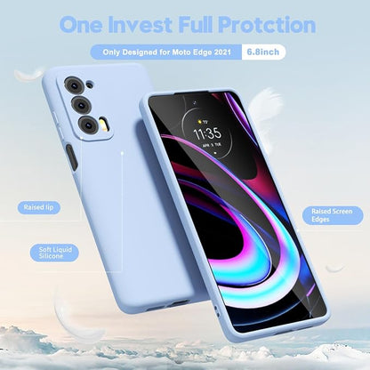 oakxco for Motorola Moto Edge 2021/Edge 2021 5G UW Phone Case Liquid Silicone, Thin Slim Soft Rubber Gel TPU Plain Simple Cover for Women, Matte Solid Color, Lilac Light Purple Lavender Wine