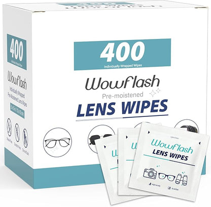 400 Count Lens Wipes for Eyeglasses, Eyeglass Lens Cleaning Wipes Pre-moistened Individually Wrapped Sracth-Free Streak-Free Eye Glasses Cleaner Wipes for Sunglass, Camera Lens, Goggles