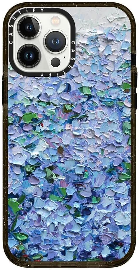 CASETiFY Impact Case for iPhone 13 Pro Max with Magsafe - Nantucket Blue Hydrangeas - Clear Black