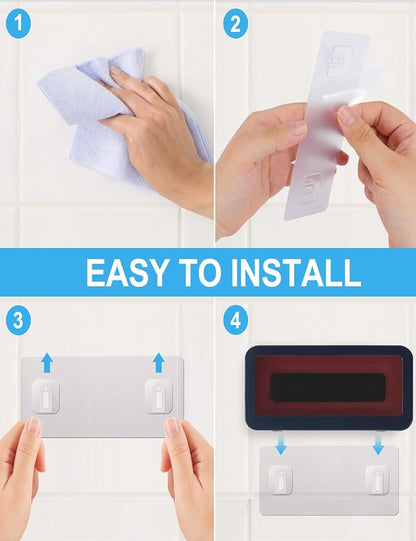 KUNSLUCK Shower Phone Holder, Waterproof Anti-Fog Touch Screen Case, Wall Mount for Bathroom Mirror & Bathtub, Compatible with 4.7"-6.8" Mobile Phones (Blue & Red)