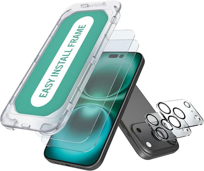 Smartish® iPhone 17 Pro Max Screen Protector + Camera Lens Covers - Tuff Sheet - 2-Pack Tempered Glass 9H Easy Install Frame Case-Friendly - Dynamic Island for Apple iPhone 17 Pro Max - Clear 2-Pack