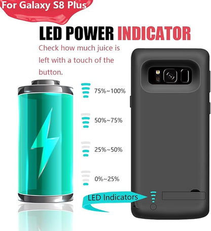Battery Case for Samsung Galaxy S8+ Plus, 6500mAh Rechargeable Extended Battery Charging Charger Case (6.2 Inches) Black