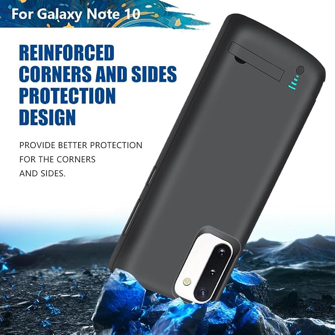 [Upgraded Battery Case for Samsung Galaxy Note 10, 5000mAh Rechargeable Extended Battery Charging Charger Case, Add 100% Extra Juice (6.3 Inches) Black