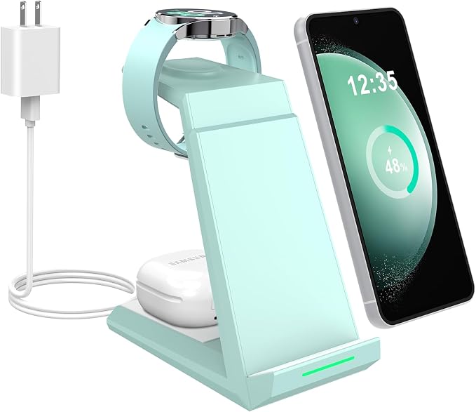Wireless Charger for Samsung Charging Station - NANAMI 3 in 1 Android Phone Trio Multiple Devices Charger for Samsung Galaxy S26 S25 S24 S23 S22 Serial/Z Flip 7/Fold 7/Buds, Galaxy Watch 6/5 Pro/4