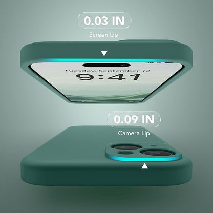 Magnetic for iPhone 13 Case, Compatible with MagSafe, [Full Camera Protection][Screen Protector] Silicone Shockproof Protective Phone Case for iPhone 13 6.1", Midnight Green