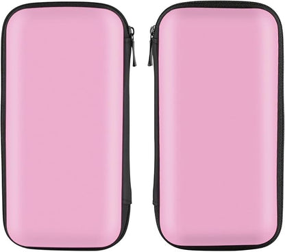 iMangoo Travel Essential Electronics Organizer Pouch Charger Case, Shockproof Dual Zipper Power Bank Cables Tech Accessories Purse, Men & Women Travel Must Have Storage Bag, 6.5x3.2x1 inch Pink
