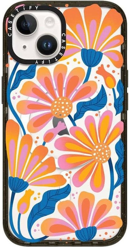 CASETiFY Impact iPhone 14 Case [4X Military Grade Drop Tested / 8.2ft Drop Protection/Compatible with Magsafe] - Lazy Daisy - Glossy Black