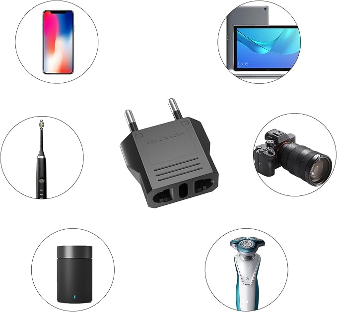 Travel Adapter, 8 Pack of US/CA to European Plug Adapter Travel Power Plug Universal Power Jack Wall Plug Converter (Black)