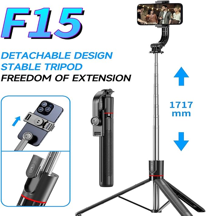 67" Detachable Phone Tripod Selfie Stick, Extendable Portable Cell Phone Stable Camera Easy Selfie Tripod Stand, with Wireless Remote, Ideal for Travel & Photos Recording/Video Vlogging, Big Tripod