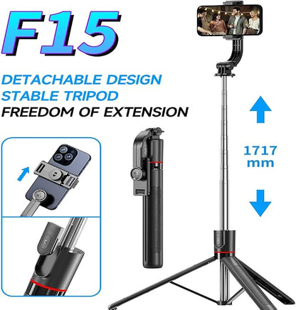 67" Detachable Phone Tripod Selfie Stick, Extendable Portable Cell Phone Stable Camera Easy Selfie Tripod Stand, with Wireless Remote, Ideal for Travel & Photos Recording/Video Vlogging, Big Tripod