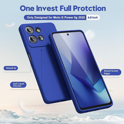 oakxco for Motorola Moto G Power 2025 Case Liquid Silicone, Cute Thin Slim Grip Soft Rubber Gel for Women Men, Smooth Matte TPU Plain Solid Color Girly Simple Case with Camera Cover, Royal Blue